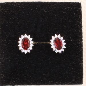 1.14 Carat Natural Garnet 925 Sterling Silver Diana Stud Earrings
